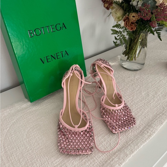 BOTTEGA VENETA Stretch Sandal Web Sparkle Camellia Size 39 - Picture 10 of 16